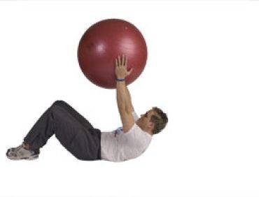 Extended Arm Crunches with Exercise Ball